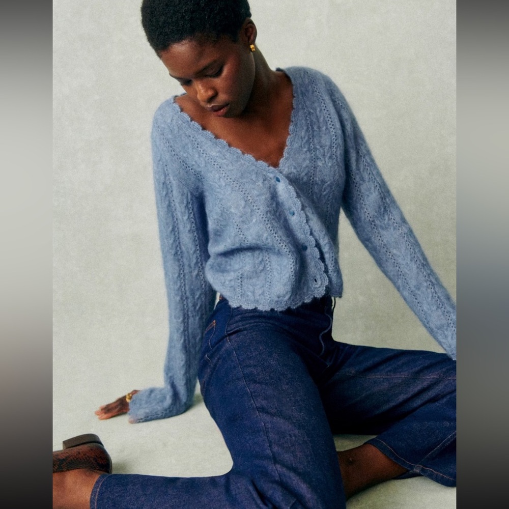 Sézane Antony Cardigan Ice Blue